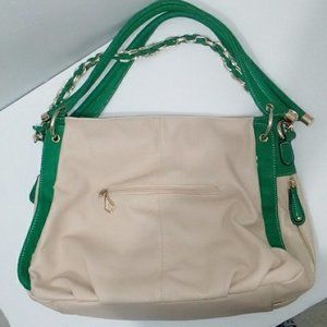 Kerry Cain tan green hobo bag